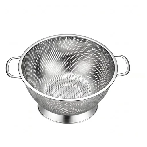 Stainless Steel Mesh Kitchen Strainer, Food Sieve with Riveted Handles and Ring Base for Pasta, Rice, Vegetables, Fruit and Draining