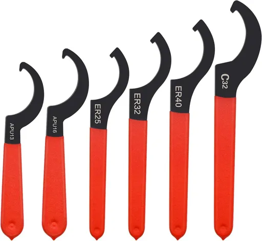 6 Piece Coilover Spanner Wrench Set, C Shape Hook Tools for Suspension Spring Adjustment, Shock Absorbers and Automotive Repairs