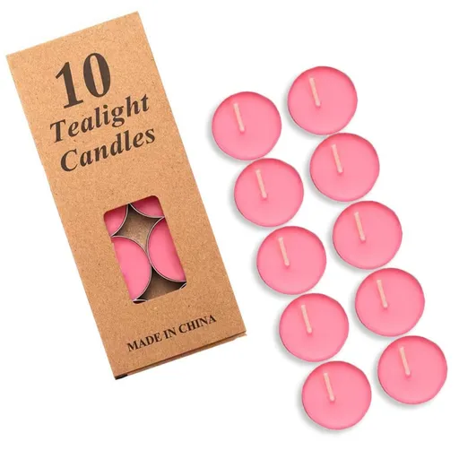 Tea Candles Wedding 10 Pack Party and Home Decoration Tealight Small Wishing Bulk with 1.5-2 Hours Extended Burn Time Mini (Pink)