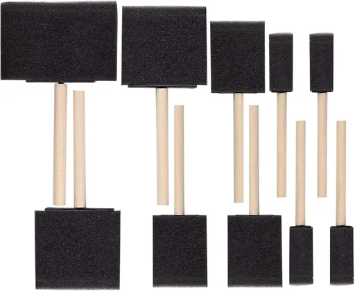 10 Foam Paint Brush Set with Durable Wood Handle, Reusable Disposable Poly Sponge Brush to use with Paint, Stains, and Varnishes, Foam Paint Applicator Ideal for Arts and Crafts (Set of 10)