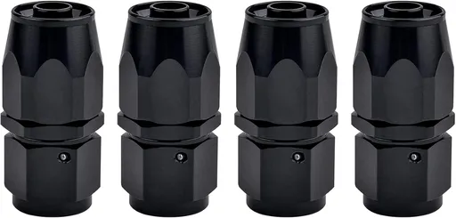 6AN Hose End Fitting Straight Swivel for CPE Braided Hose Black 4PCS