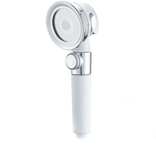 Large Pressurized Handheld Shower Head, Three-stage Water Stop Shower Head (White Without Vibrating Head (No Filter Cotton))