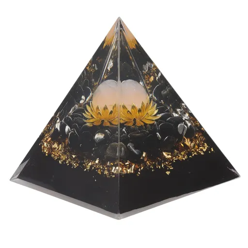Orgone Pyramid Crystal Chakra Pyramid 8x8x8.6cm Positive Energy Decor for Living Room Bedroom Office