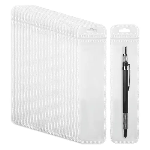 100Pcs Pen Packaging Bags, Transparent Bags for Beaded Pens Resealable Pouch Zipper Storage Keychain