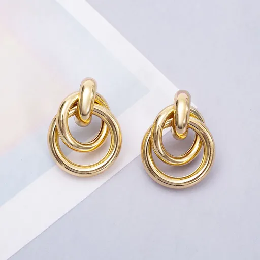 Double Circle Drop Earrings for Women Gold Silver Geometric Hoop Dangle Earrings Round Circle Hoop Earrings Lightweight Statement
