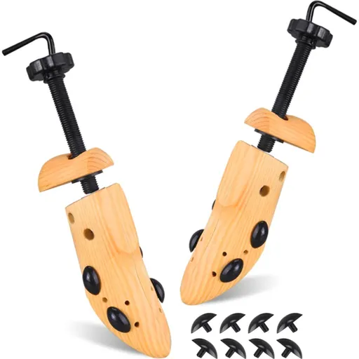 Shoe Stretcher Men Women, Pair of 4-Way Adjustable Upgraded Wooden Shoe Stretcher with Length and Width Stretchable