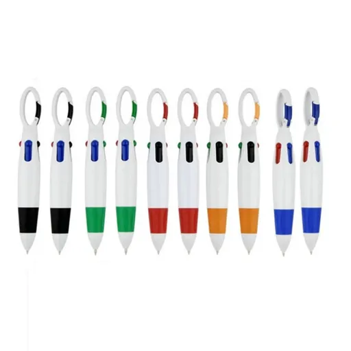 10 Pcs Retractable Shuttle Pens with Carabiner Clip, 1.0mm 4-in-1 Multicolor Ballpoint Pens with Carabiner Clip on Top for Office Supplies Adults Party Favor Gifts 5.35