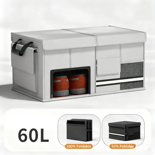 Foldable Car Trunk Organiser, 30L/60L Large Capacity Storage Box for Auto Boot, Multi-functional Cargo Container(60L,grey)