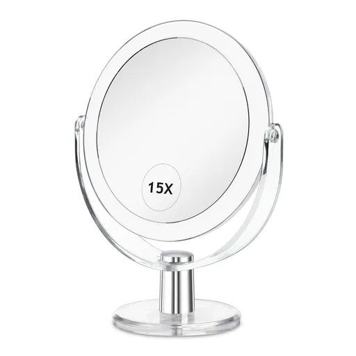 Magnification Double Sided 360 Degree Swivel Magnifying Mirror, 6.25 Inch Portable Table Desk Counter top Mirror Bathroom Shaving