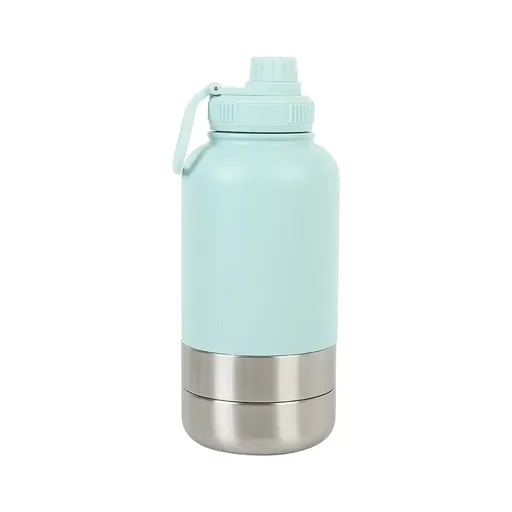 3-in-1 Portable Pet Travel Water & Food Bottle, 304 stainless steel, a must-have for walks and camping.（blue）