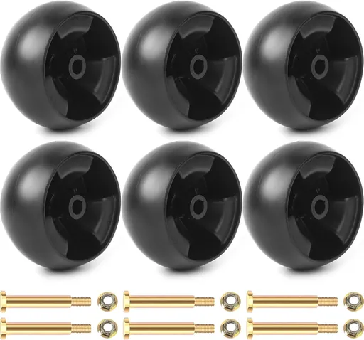 (6 Pack) Replacement 5" Mower Deck Wheels Kit, Compatible with MTD Cub Cadet 734-04155 Toro 112-0677 72-025 210-275 Craftsman 42" 46" 48" 50" 54" Deck Gauge Wheel, with Bolts and Lock Nuts