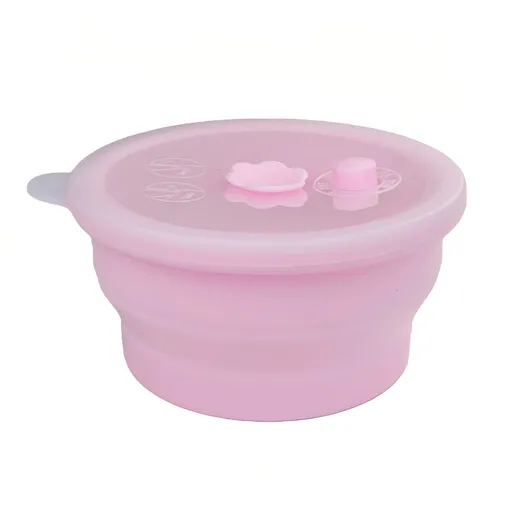 Collapsible Food-Grade Silicone Storage Container with Leakproof Lid, Built-in Date Dial and Steam Vent - Reusable, Microwave-Safe, Freezer-Ready, Perfect for Meal Prep, Leftovers, Picnics and Everyday Freshness (Pink（Round）, 1000ml)
