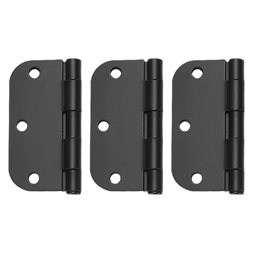 Rounded Door Hinges 3.5 Inch 5/8 Radius Matte Black Exterior Interior Door Hinges for Doors Office Bed Room Outdoor Window Construction Hardware