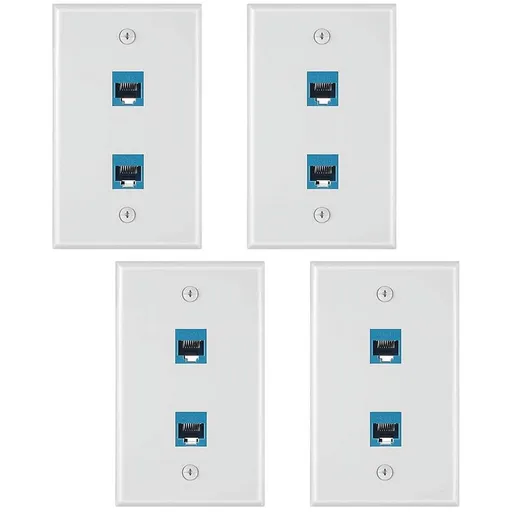 4 Pieces 2 Port Ethernet Wall Plate, RJ45 Cat6 Female to Female