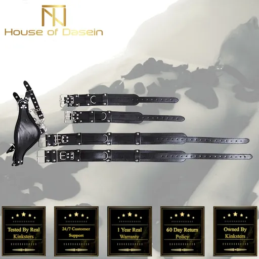 House Of Dasein Open Leg Bondage Restraints Collar To Thigh Ankle Cuffs Sling Spreader Bar Bdsm