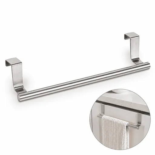 Towel Rack for Cabinet,Strong Stainless Steel Towel Hanger,Kitchen over Cabinet Towel Bar Holder,9 inch Brushed Towel Rack for Bathroom,Wide,Silver