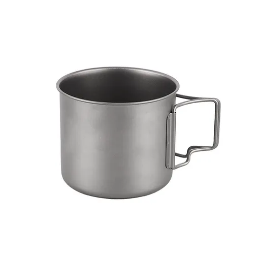 Pure Titanium Tea Collapsible Cups Lids Titanium Camping Mug Outdoor Drinking Cup for Hiking Backpacking TravelSecond generation handle made of pure titanium 350ml (with lid)+mesh bag