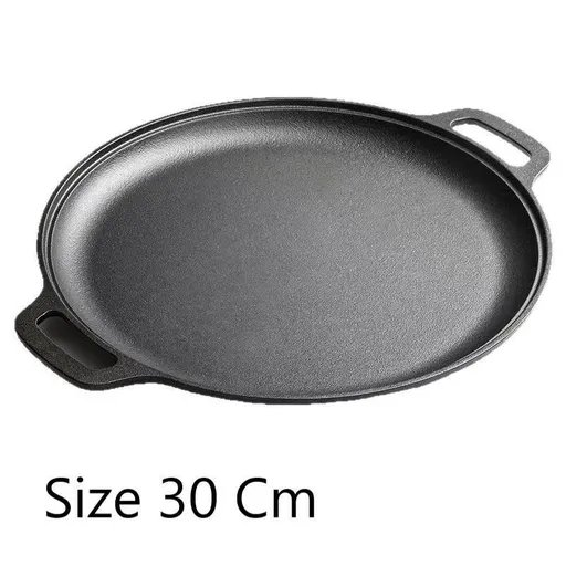 Dual Ear Uncoated Cast Iron Flat Griddle, Thick Solid Iron Skillet for Searing Meat, Flatbread & Seafood, 30cm Griddle, Durable Multi-Purpose Home Cookware, Christmas & Halloween Housewarming Present