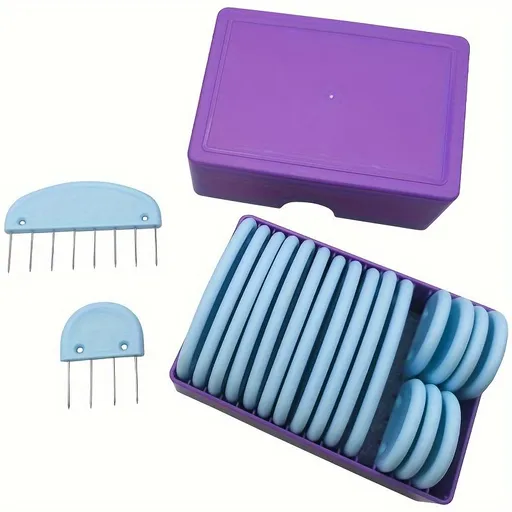 20Pcs Knit Blockers Pins Kit, Blue Knit Blocking Combs Kit for Blocking Knitting Mats Crochet Projects Lace Needlework Sewing Tool Device