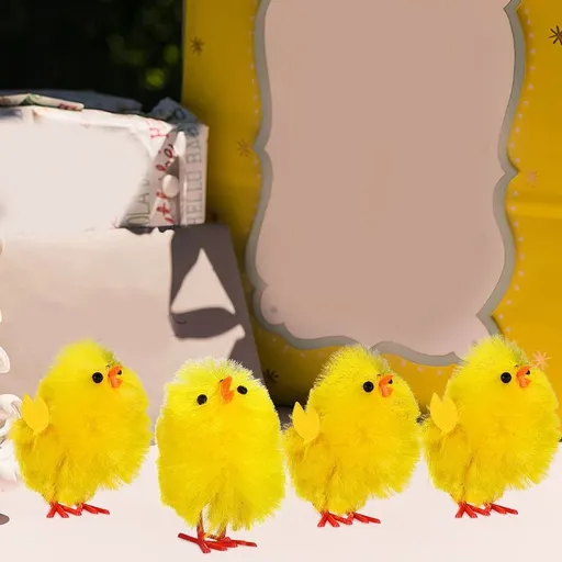 Easter Chick Figurines Cute and Lifelike Yellow Plastic Decorations for Parties 12Pcs