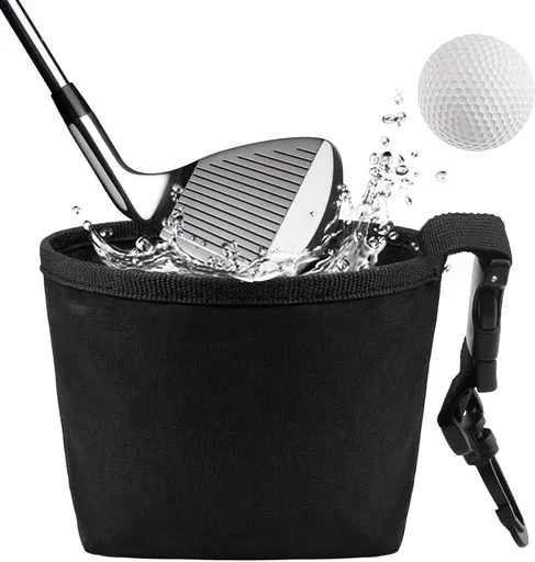 Golf Ball Cleaner Pouch with Belt Clip, 2-in-1 Waterproof Golf Ball Washing Bag, Leak-Proof Microfiber Inner Lining, Portable Golf Club Groove Cleaner Accessory, Practical Golfing Gift for Men & Women