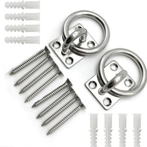 2Pcs M5 Stainless steel hook rope pull ring/square eye plate/marine deck hardware rigging/door buckle yacht accessories Screws Included