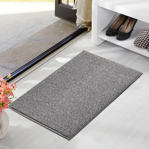 Non-Slip Jute-Like Doormat for Indoor Outdoor Use, Dust-Resistant Quick-Absorbing Welcome Mat, 40x60cm, Gray