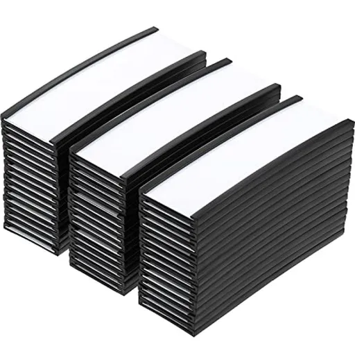 100 Pieces Magnetic Label Holders Labels Racks with Magnets Magnetic Data Card Holders with Protective Films (1 x 3 Inch)