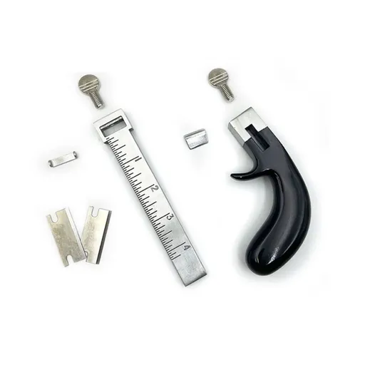 Leather cutting tool, aluminum handle leather strip cutting machine, stainless steel specification leather strip cutting tool+two blades, with DIY leather craft accessories