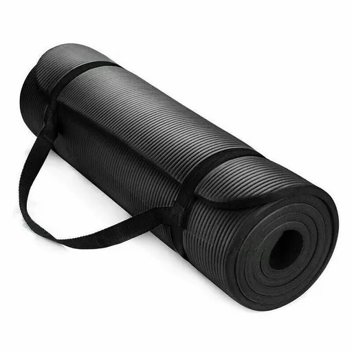 10MM Thick Durable NBR Yoga Mat for Gym and Pilates - Black