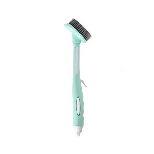 Multi-Functional Kitchen Cleaning Brush with Soap Dispenser | Long Handle Dishwashing Scrub Brush with Sponge & Bristle Heads | Non-Slip Grip for Pots, Pans & Glassware