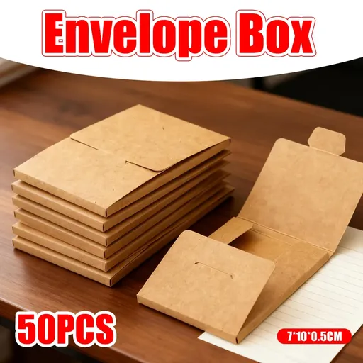 50PCS Kraft Paper Envelopes Boxes Easy Pop-Up for Mailing Shipping Storage Use