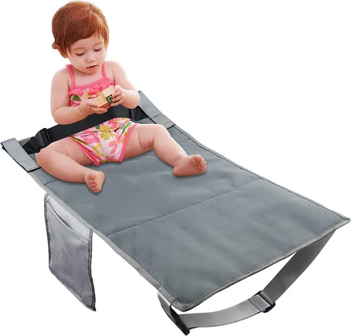 Toddler Airplane Bed, Airplane Seat Extender for Kids, Portable Kids Bed with Removable Soft Mat&Baby Travel Essentials (Grey)