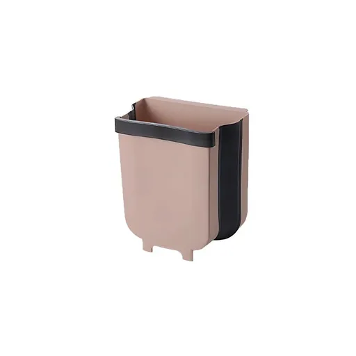 9L Hanging Bin Wall Mounted Folding Waste Bin Kitchen Dining Cabinet Trash Can - Khaki