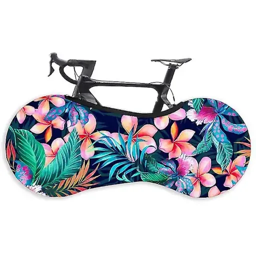 Stretch Fabric Indoor Bike Cover with Dust and Moisture Protection for 26-29 Inch Mountain, Road and Folding Bikes, Floral