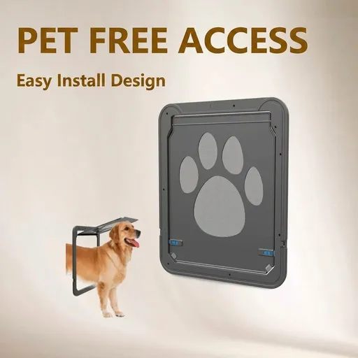 Pet Door for Screen Windows with Durable Anti-Scratch Mesh, UV-Resistant Frame, and Secure Locking Flap – Easy DIY Installation for Cats and Small Dogs, Keeps Bugs Out While Allowing Indoor-Outdoor Freedom. (L,Black)
