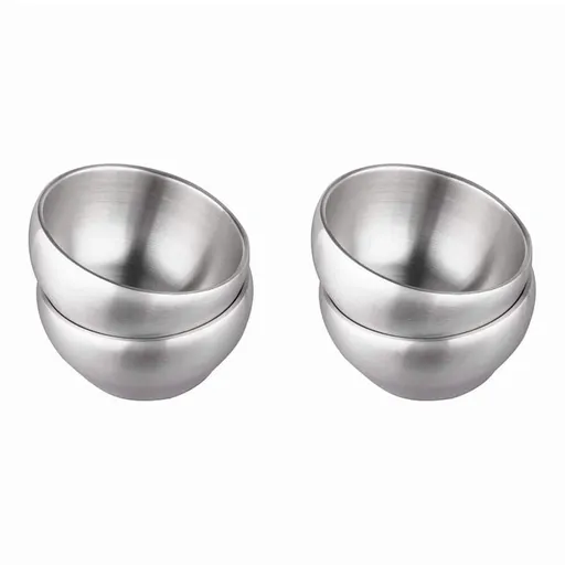 Ice Cream Bowl Insulated Bowl 15oz Double Wall Soup Bowl SUS304 Stainless Steel Cereal Bowl, Set of 4