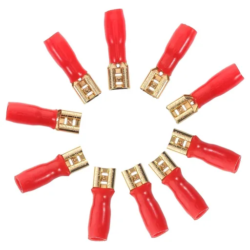 10Pcs Red Copper Speaker Wire Connectors for Car Amplifier Power Cables
