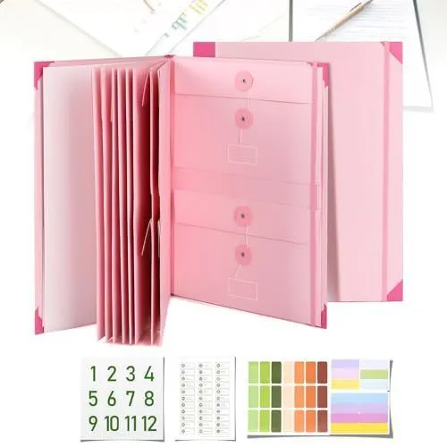 Thin Pink with 5 Classic Stickers | Cute In Case I Go Missing Binder | Christmas Kawaii Stationery Gift | for Bills Receipts Storage