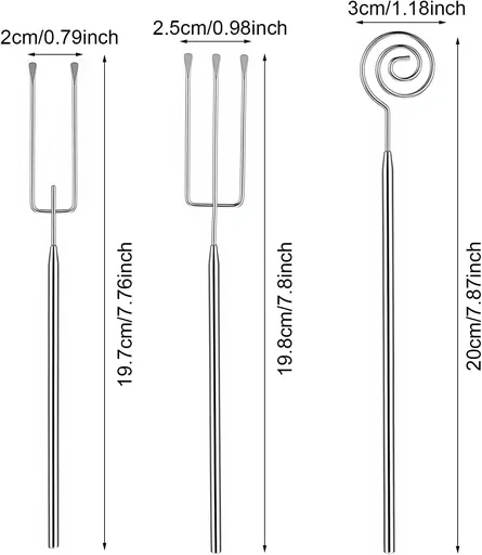 3PCS Chocolate Dipping Tool - Stainless Steel Candy Dipping Tools Baking Supplies Fondue Fork, Spiral Fork Cooking Tool Set, Dishwasher Safe