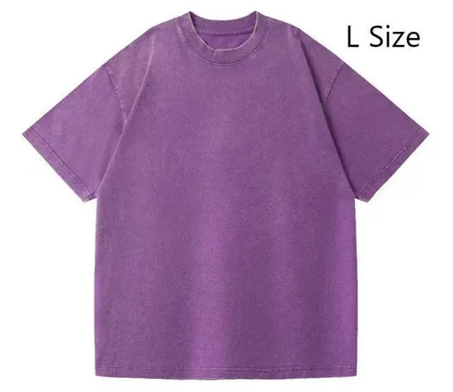 Heavyweight Retro Washed Cotton Tee 230gsm Unisex Daily Wear Recommended Christmas Gift Purple Size L