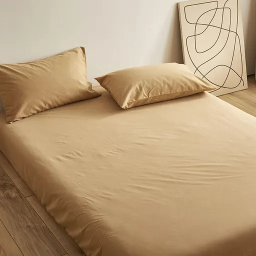 Poem snack Moon Fitted Sheet 100 Cotton Brushed Khaki Bed sheet 180*230