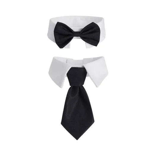 2pcs Pet Bow Tie Collar Dog Cat Suit Dress Accessories Adjustable Neck Strap - S