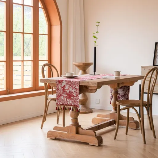 Red Coconut Tree 33-180cm Elegant Geometric Jacquard Table Runner with Tassels - Modern Dining & Coffee Table Decor