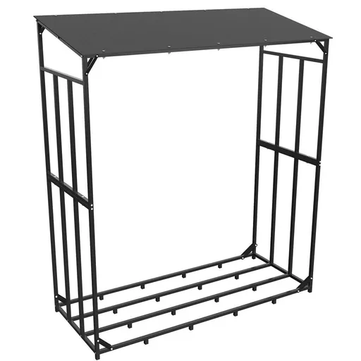 Firewood Rack Heavy Duty Large Storage Holder with Plastic Inclining Roof for Outdoor Garden Yard