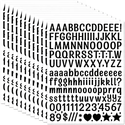 KAISA 15 Sheet Small Letter Stickers - 1/2 Inch Black Vinyl Self Adhesive Alphabet Number Stickers Stick on Letters for Arts Crafts Outdoor Sign Wall Mailbox Windows Doors Car Poster Board