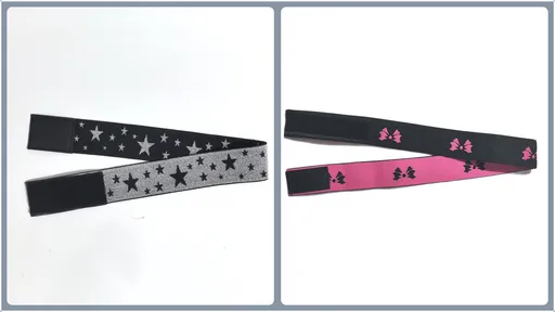 Adjustable Elastic Headband & Wig Grip Band - Comfortable and Seamless Edge Fixer for Wigs and Frontals (Black Silver Stars + Black Pink Butterfly)