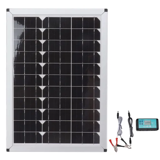 100W 18V Solar Panel Battery Charger Kit Monocrystalline Silicon Solar Panel with Dual USB Controller for Car RV Marine Boat