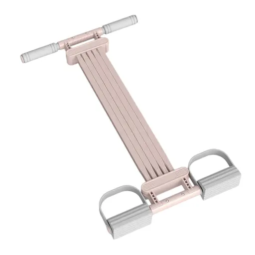Silicone Pedal Resistance Band with Handles, Full Body Workout Trainer with Foot Pedals for Home Gym - Pink