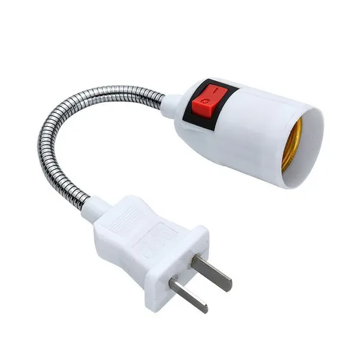 E27 Screw Hose Lamp Head Bendable Light Socket Extender Light Socket Plug Adapter with On/Off Switch Practical Wall